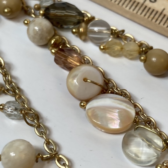 Talbots Multi Tier Beaded Gold Tone Necklace - Picture 12 of 14